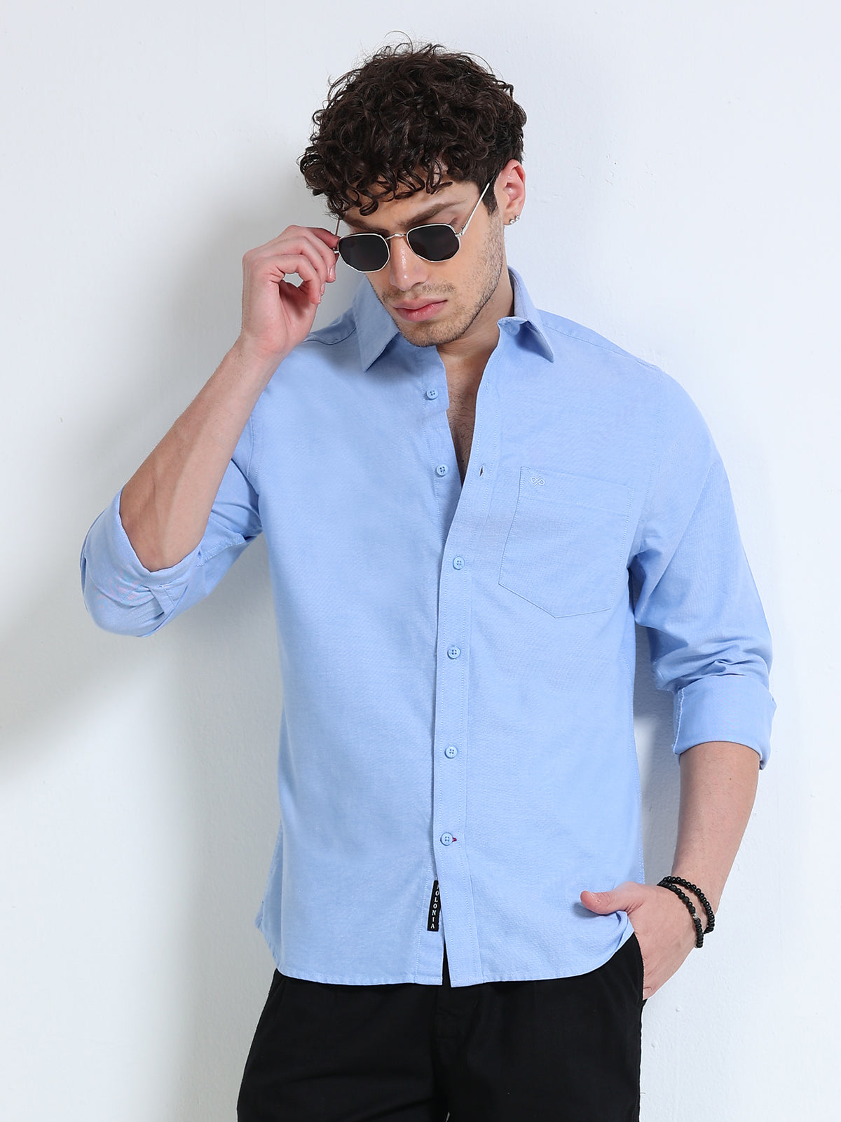 Oxford Shirt Sky Blue - Full outfit front view