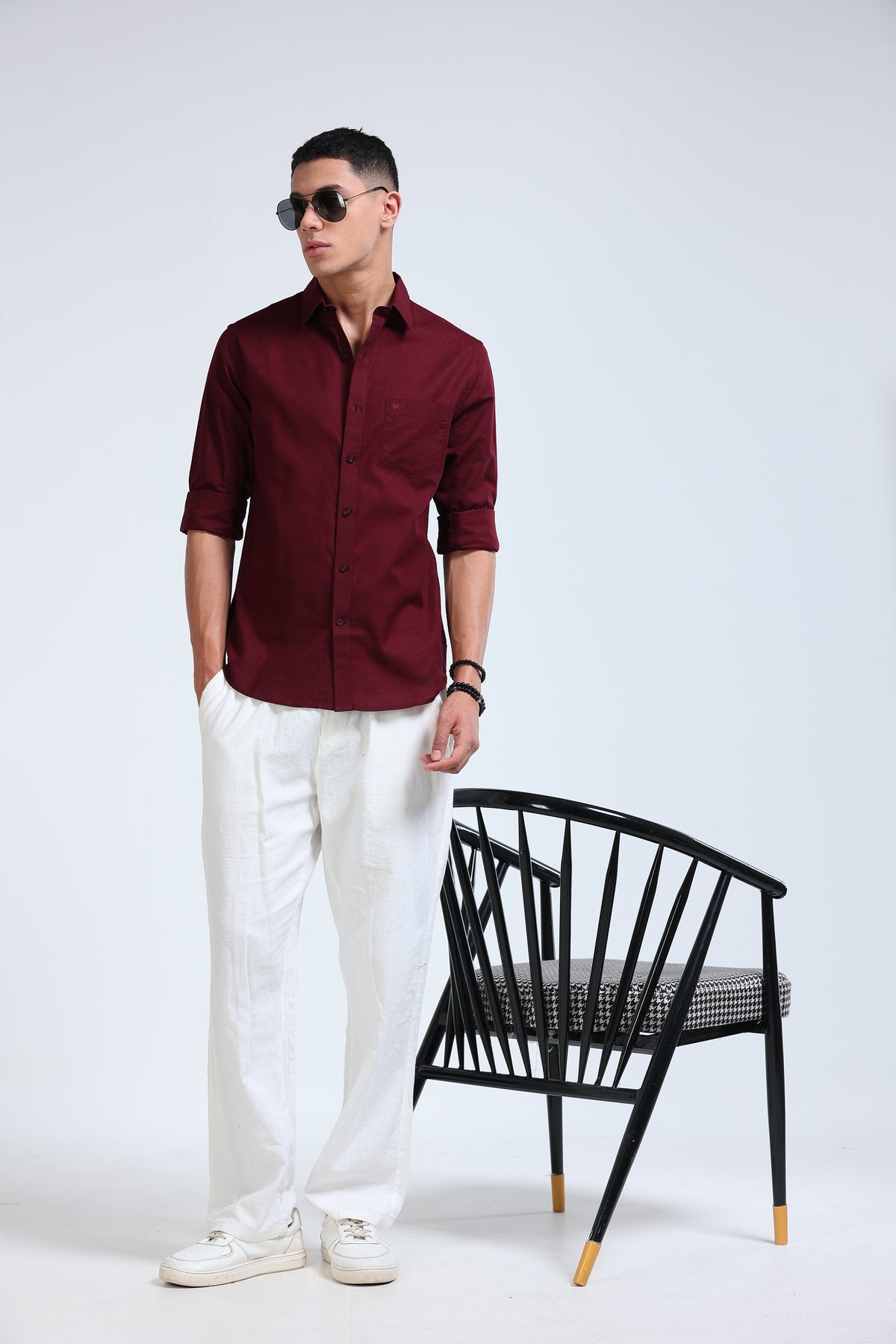 Polonia Linen Shirt - Maroon