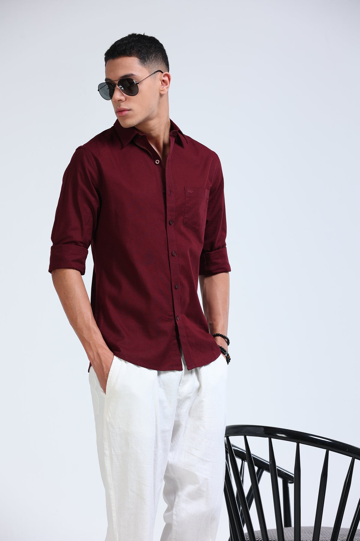 Polonia Linen Shirt - Maroon