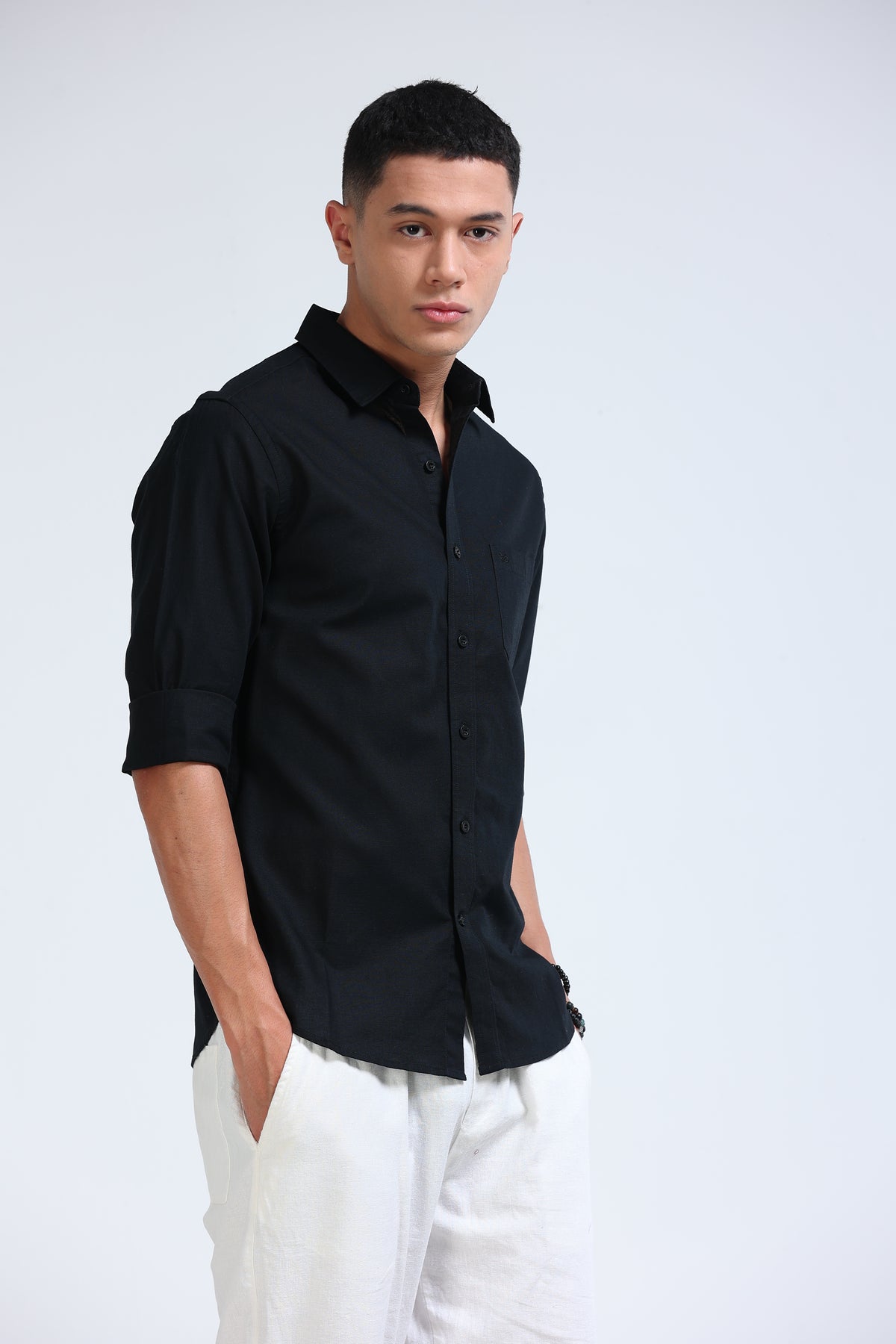 Polonia Linen Shirt - Black